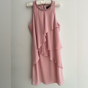 LYMAN By Frank Lyman  Sleeveless Ruffle Layers Neck Embellished Cocktail Dress